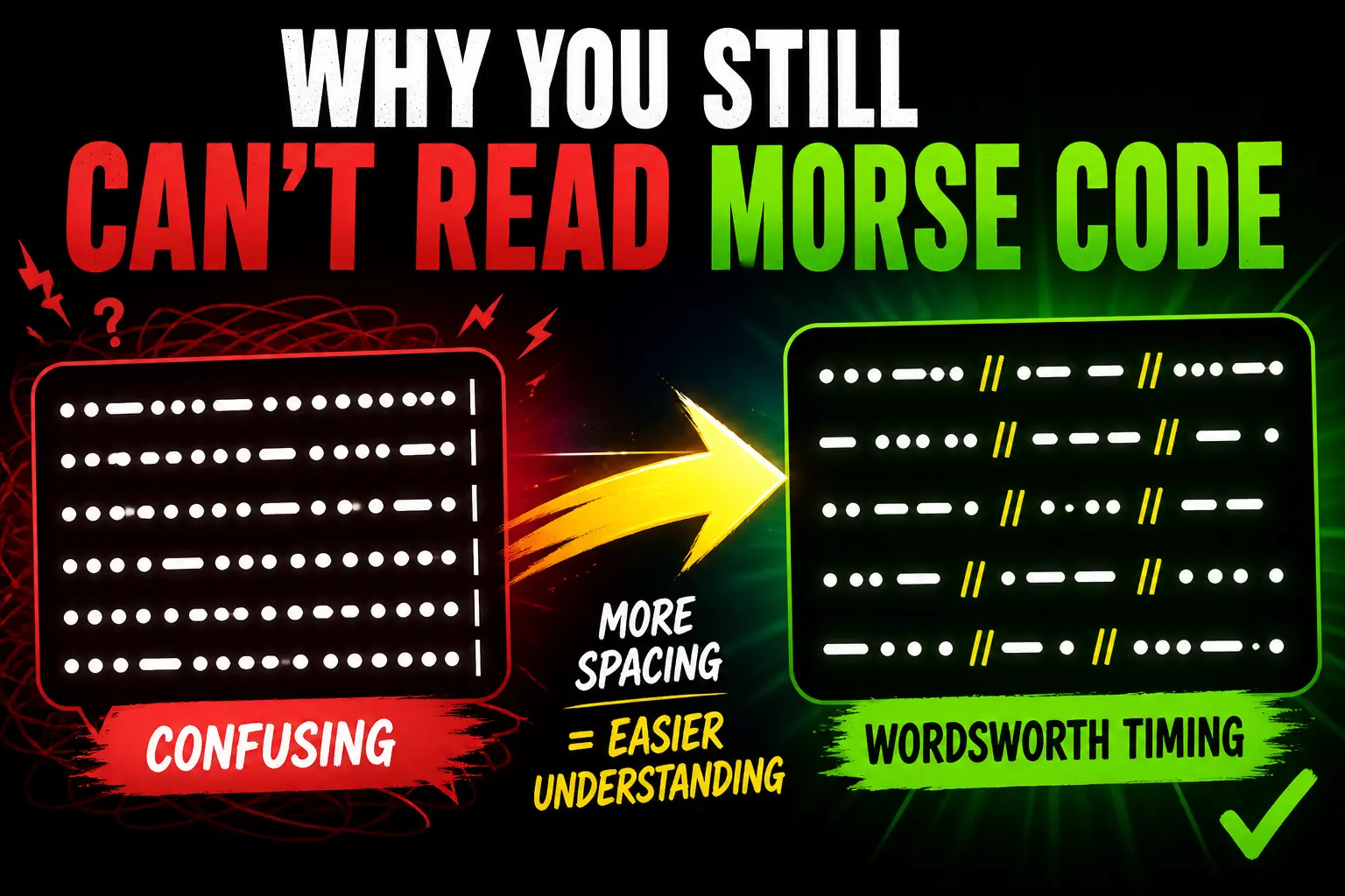 wordsworth timing morse code technique showing how increased word spacing helps understand full messages faster