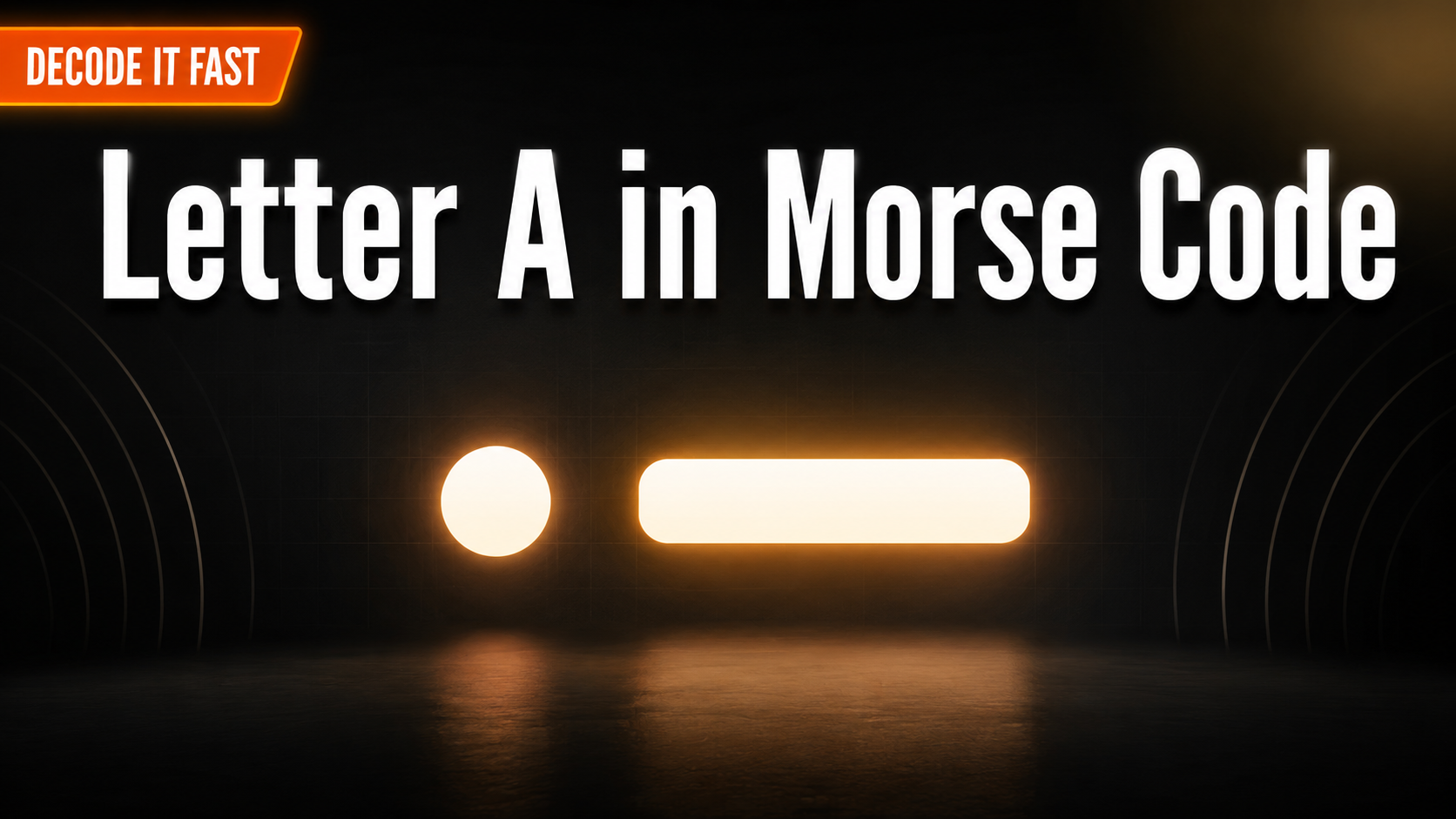 Letter A represented in Morse code with a minimal central symbol showing dot and dash, designed as a blog featured image for decoding Morse symbols.