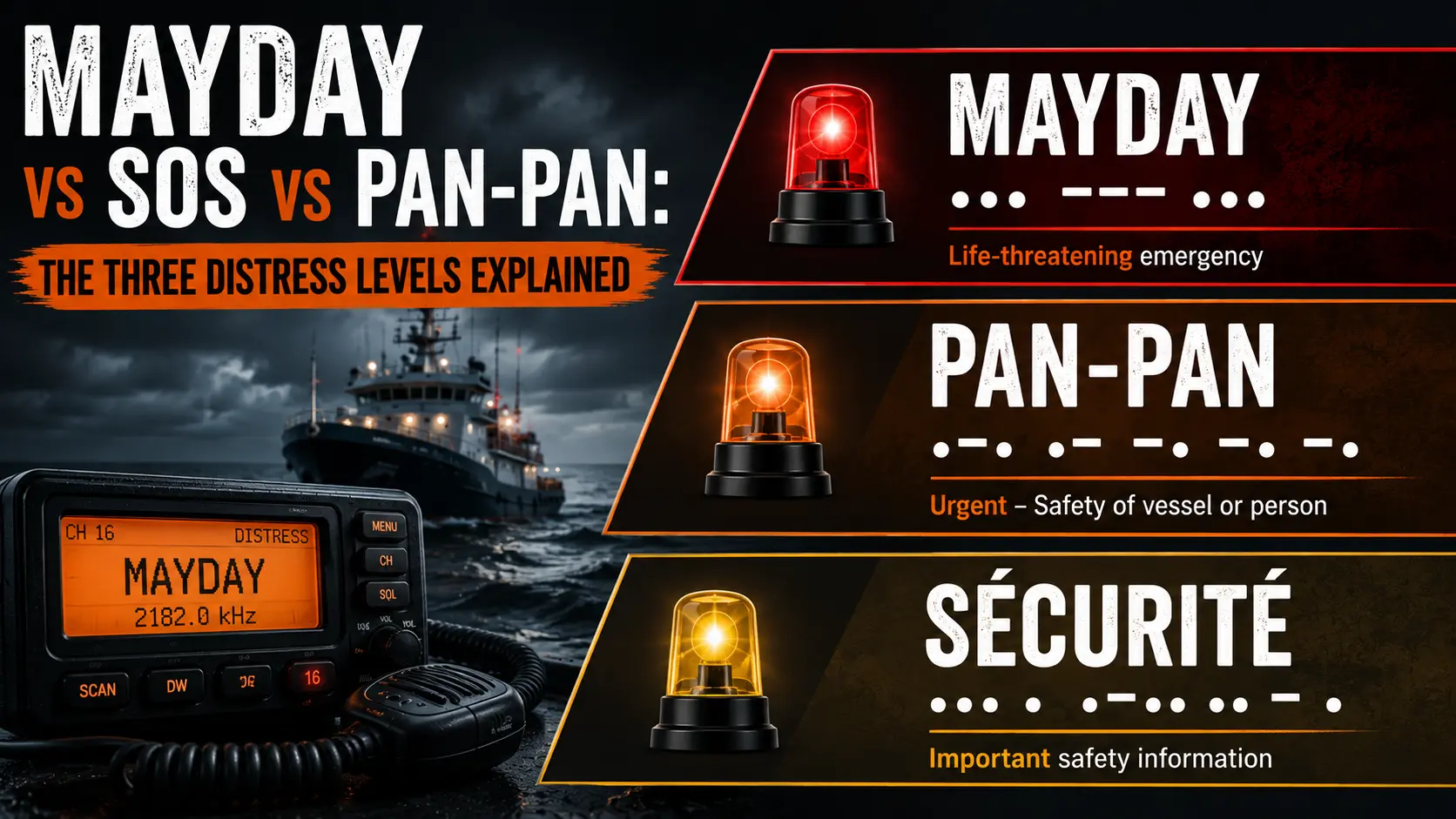 Mayday vs SOS vs Pan-Pan distress signal comparison